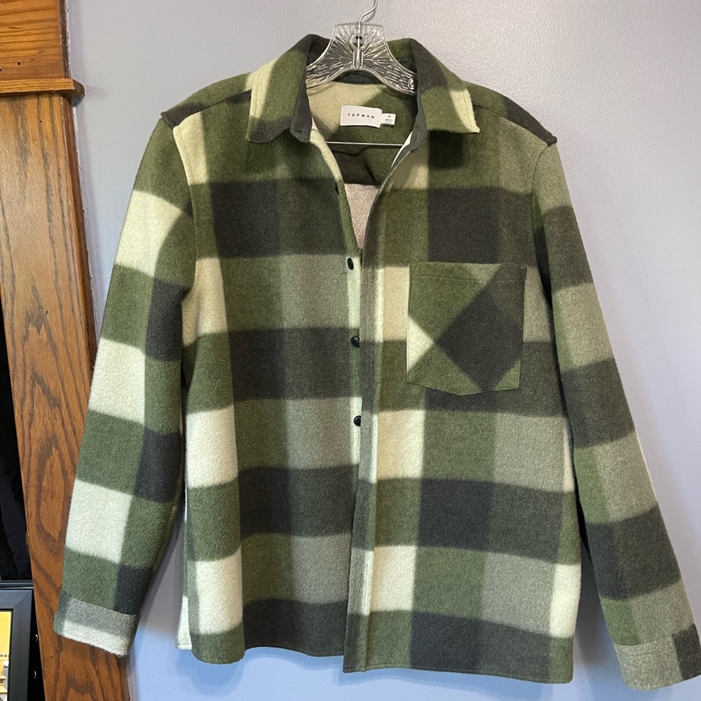 Topman Green Plaid Shacket.  Size M